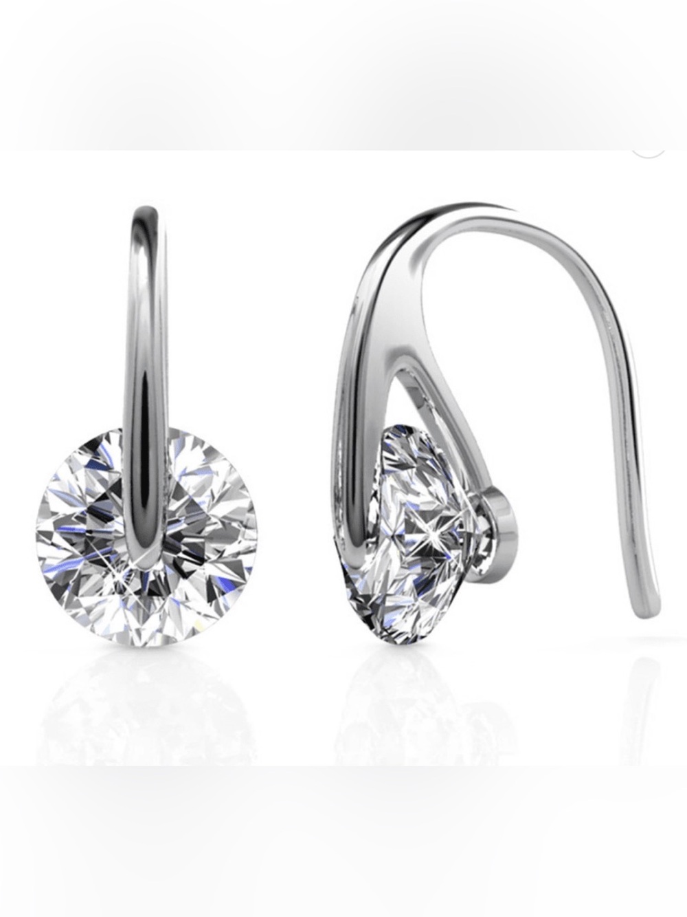 Cate & Chloe McKayla 18k White Gold Swarovski Crystal Dainty Drop Earrings NIB